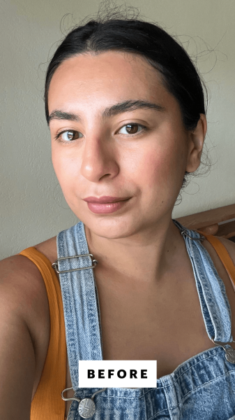 Selfie of Hussein before applying the Caliray Come Hell or High Water Volumizing Tubing Mascara