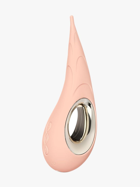LELO Dot peach teardrop shaped vibrator on light gray background