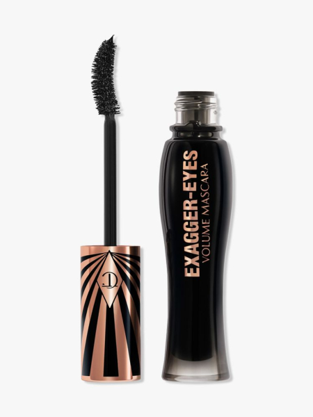 Charlotte Tilbury Exagger-eyes Volume Mascara black and gold tube of mascara on light gray background