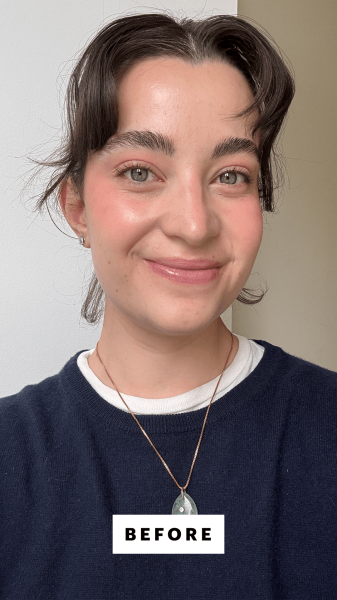 Felbin before applying the CoverGirl Eye Enhancer Wrap Tubing Mascara